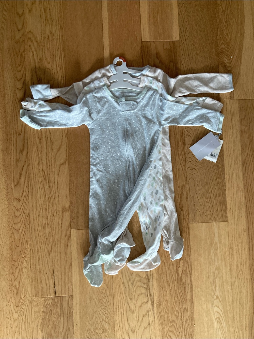 Target 3-Pack Baby Footed Sleepers in Light Gray, Mint & Beige